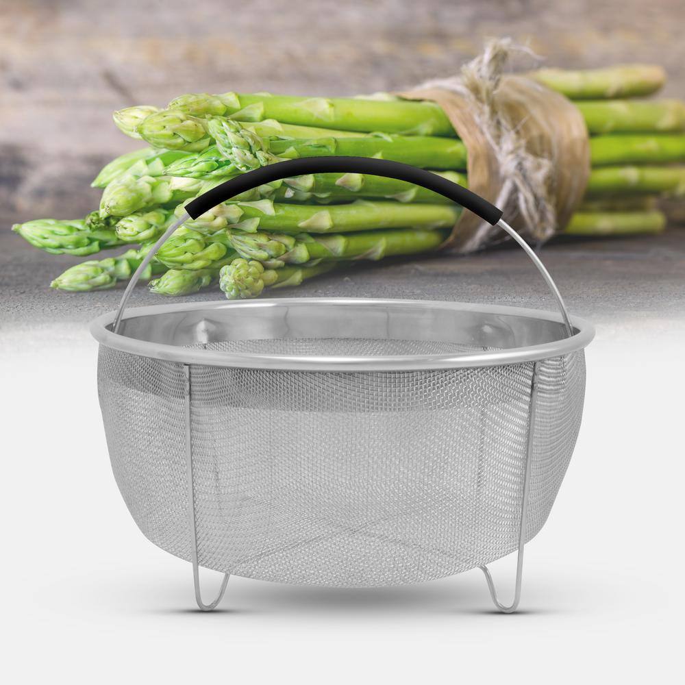 ExcelSteel 8.25" Stainless Steel Strainer Basket with Black Handle