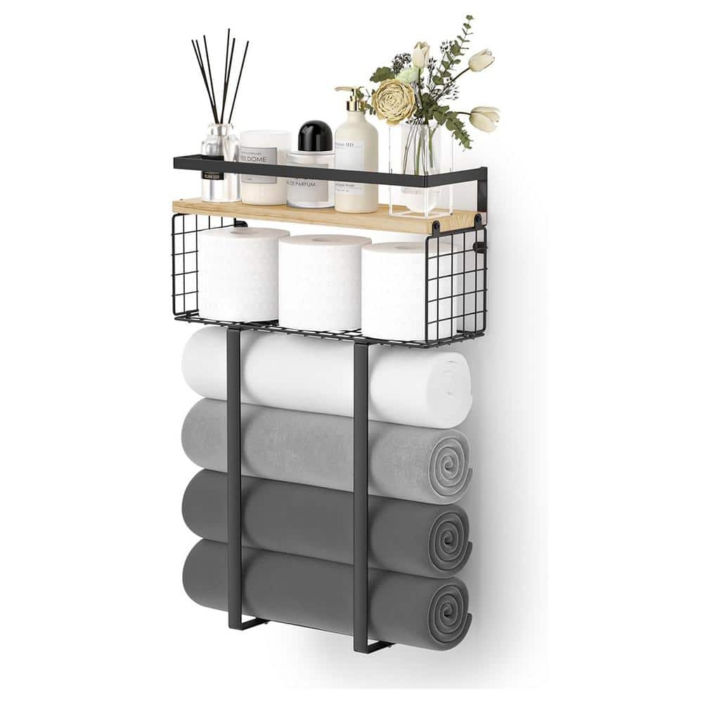 16.06 in. W x 5.31 in. D Decorative Wall Shelf, Wall Towel Holder with Stor