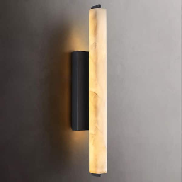 25 in. 1-Light Integrated LED Alabaster Wall Sconce, Black Bathroom Sconces, Wall Lighting for Living Room, Bedroom