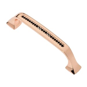 Bellissima 3-3/4 in. Rose Gold with Black Crystal Cabinet Pull