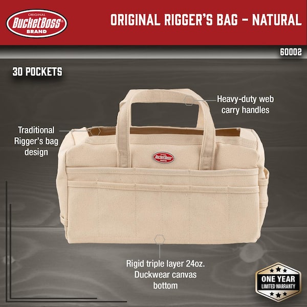 17 in. Original Rigger's Canvas Tool Bag in Beige