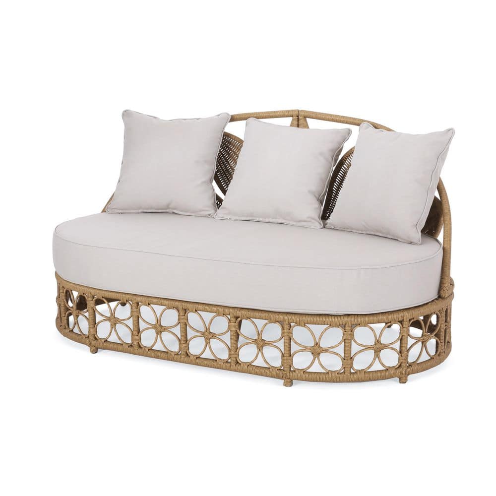 Olu bamboo round shop patio daybed with cushions