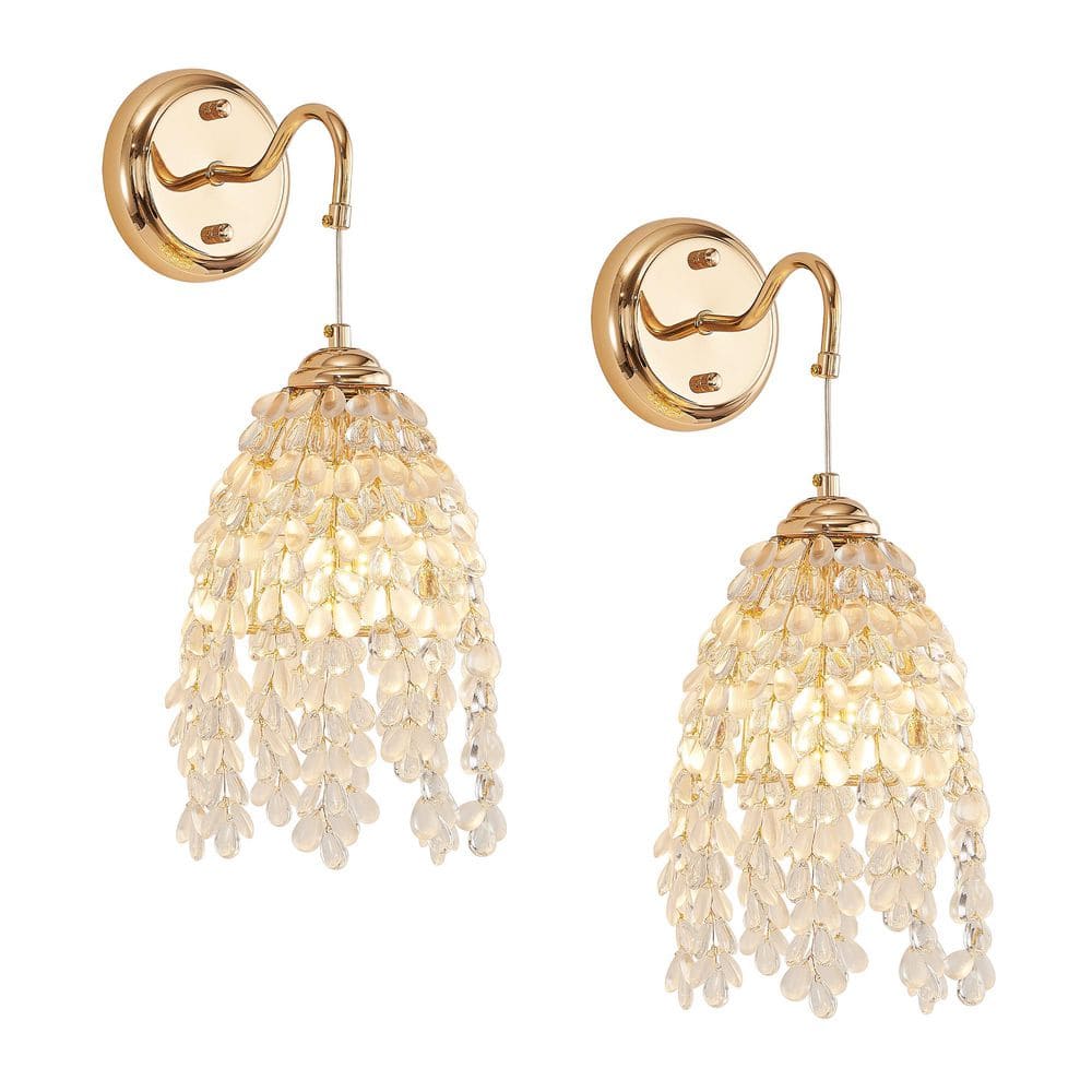 1-Light Gold Elegant Wall Light, Set of 2, Modern Wall Sconce for Bathrooms