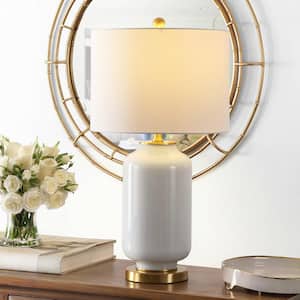 Amaia 26 in. White Table Lamp with White Shade