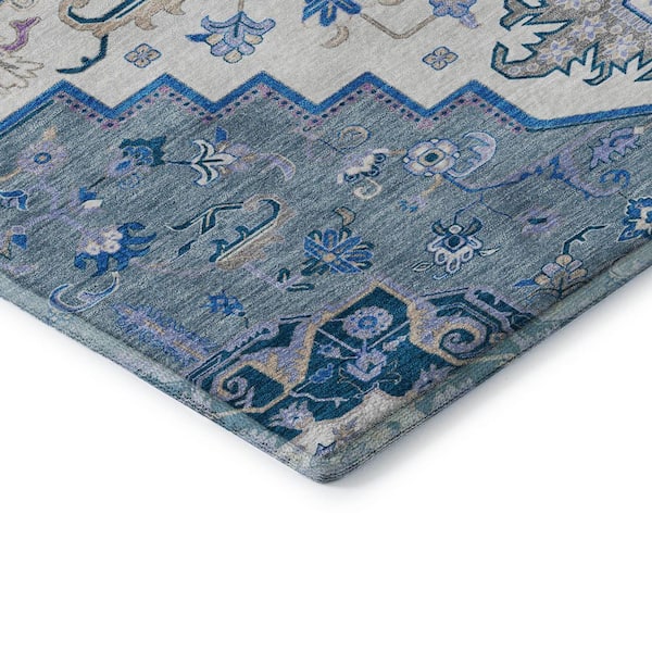 Mayfield Premium Machine Washable Abstract AMF1036 Blue 8 ft. x 10 ft. Area Rug