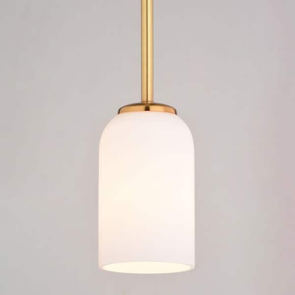 VAXCEL - Shelby 1 Light Mini Pendant Light Natural Gold Brass Transitional Ceiling Fixture White Glass