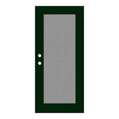 Full View 36 in. x 80 in. Left-Hand/Outswing Forest Green Aluminum Security Door with Meshtec Screen