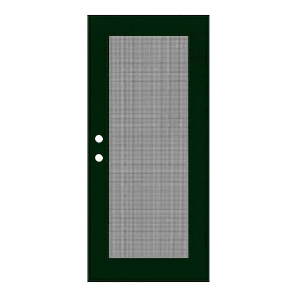 Unique Home Designs Full View 36 in. x 80 in. Left-Hand/Outswing Forest Green Aluminum Security Door with Meshtec Screen