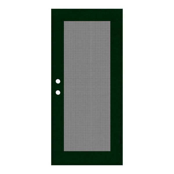 Unique Home Designs 36 in. x 80 in. Full View Forest Green Left-Hand Surface Mount Security Door with Meshtec Screen