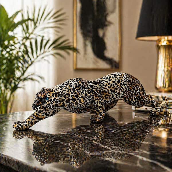 Duro　デューロ　Wildlife Leopard 24×3.0　チューブ付き 15.3 in. x 5.4 in. Resin Yellow Modern Leopard Cheetah Statue