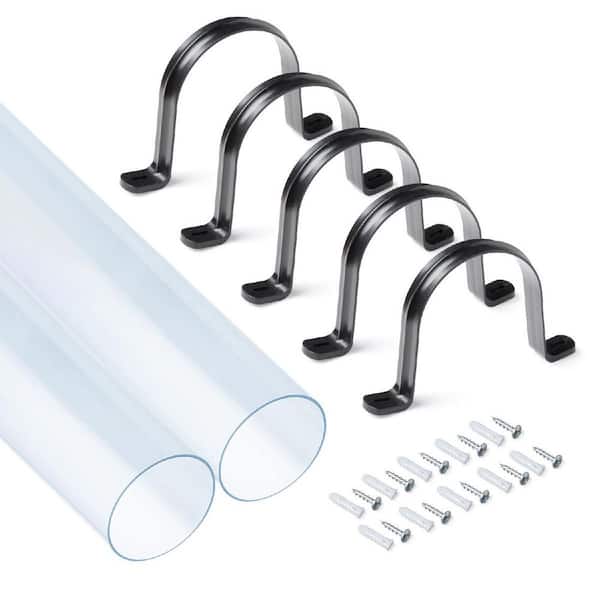 ‎POWERTEC Clear PVC Pipe 4 in. x 36 in. Long, 2PK and 5PK Pipe Straps w/ Anchors and Screws Compatible w/ Dust Collection Fittings