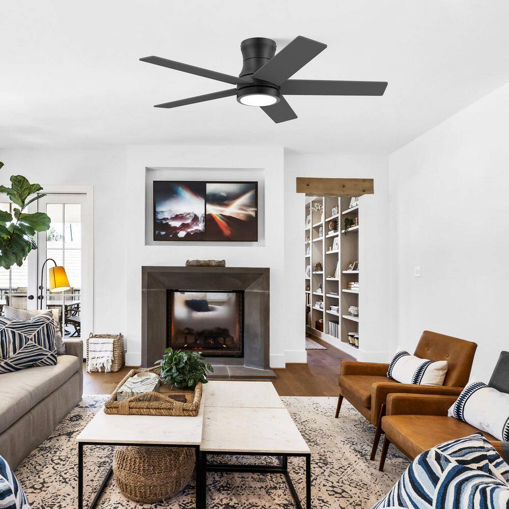42 in. Modern Black Flush Mount Outdoor Indoor Ceiling Fan with Dimmable LED Ligh APP/Alexa/Remote Reversible DC Motor price history on PriceWatchPro