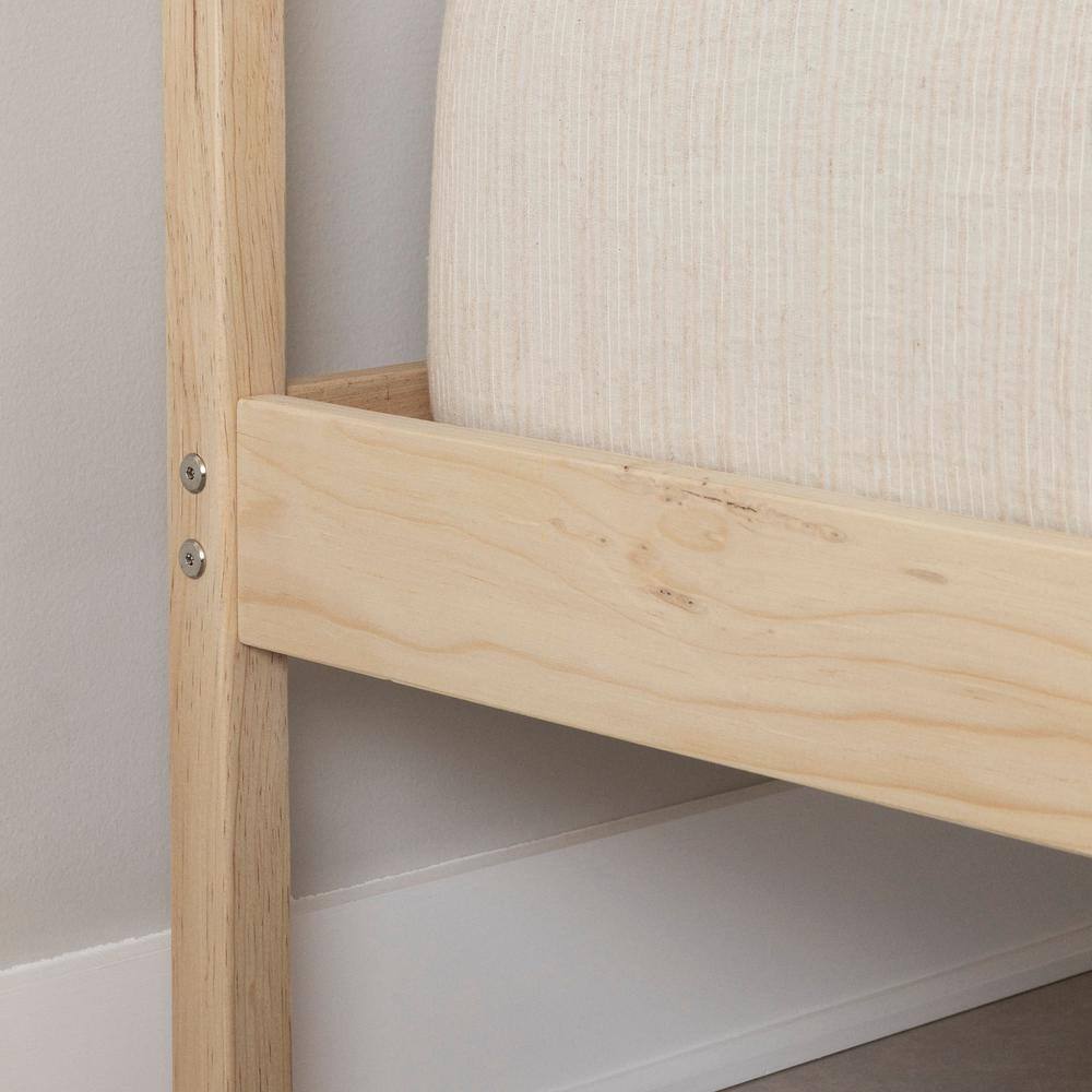 Natural Pine Full Platform Bed with Headboard and Slats
