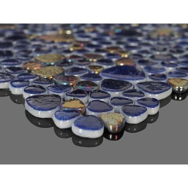 Glass Tile LOVE Forever 12 in. X 12 in. Multicolor Pebble Glossy Glass Mosaic Tile for Wall/Floor (10.76 sq. ft./case)