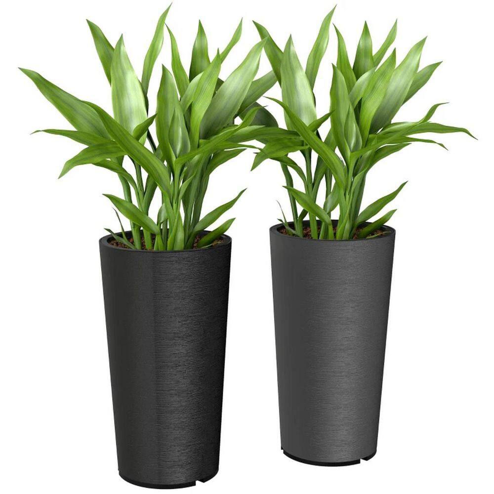 Black PP Stackable Tall Planters Set of 2 with Drainage Control (15.4 in. L x 15.4 in. W x 28.7 in. H) price history on PriceWatchPro