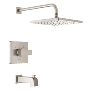 Modern 1-Handle Wall Mount Tub and Shower Trim Kit in Spotshield Brushed Nickel (Valve Not Included)
