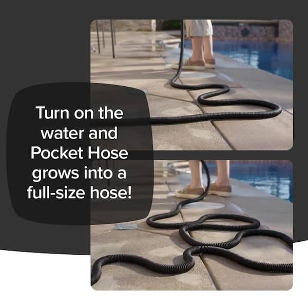 13397-6 50 x Lightweight Garden Bullet 3/4 Home Silver Pocket Hose Depot ft. The Expandable Hose Kink-Free - in. Water Dia