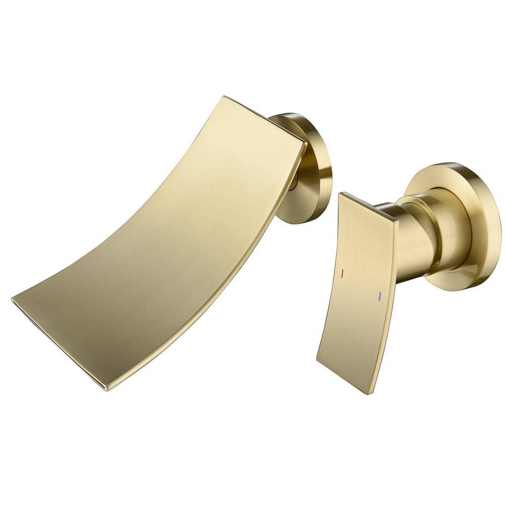 Single Handle Wall Mounted Faucet with Valve in Brushed Gold