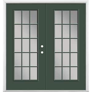 72 in. x 80 in. Conifer Steel Prehung Left-Hand Inswing 15-Lite Clear Glass Patio Door with Brickmold