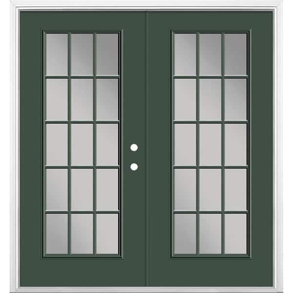 Masonite 72 in. x 80 in. Conifer Steel Prehung Left-Hand Inswing 15-Lite Clear Glass Patio Door with Brickmold