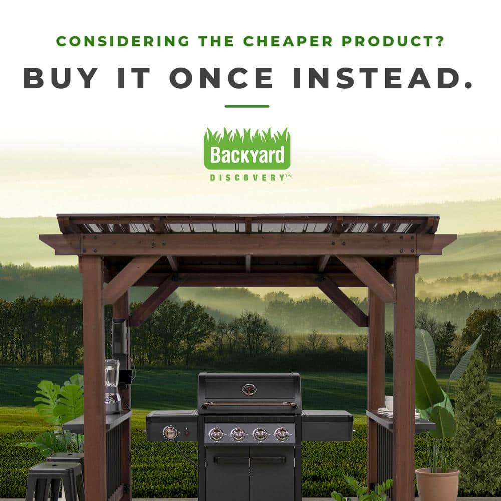 Saxony Cedar Wood Grill Gazebo with Steel Roof