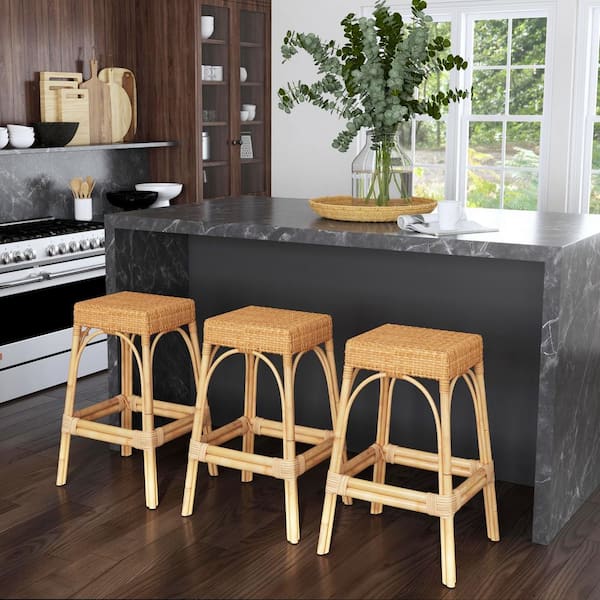 Butler Specialty Company Robias 30 in. Natural Rectangular Rattan Bar Stool (Qty 1)