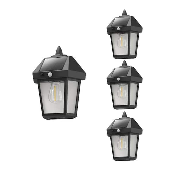 4-Pack Solar Wall Lanterns Garden Torch, Solar Porch Light with Motion Sensor, 3-Mode Adjustable Brightness Waterproof