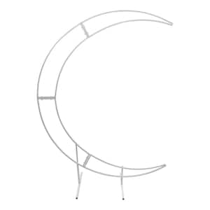 82.7 in. x 23.6 in. White Metal Crescent Moon Wedding Arch Stand Curved Flower Balloon Frame Arbor
