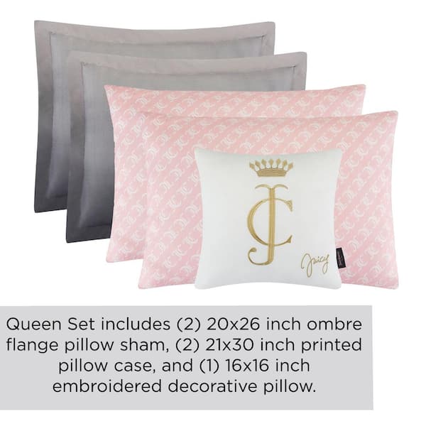 JUICY COUTURE Juicy Crushed Velvet 3-Piece Pink Microfiber Queen Comforter  Set JZY021931 - The Home Depot