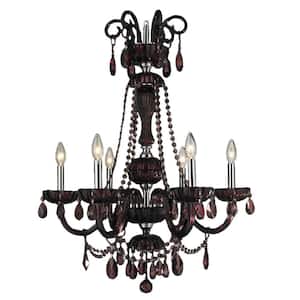 Carnivale 6-Light Polished Chrome and Cranberry Red Crystal Chandelier