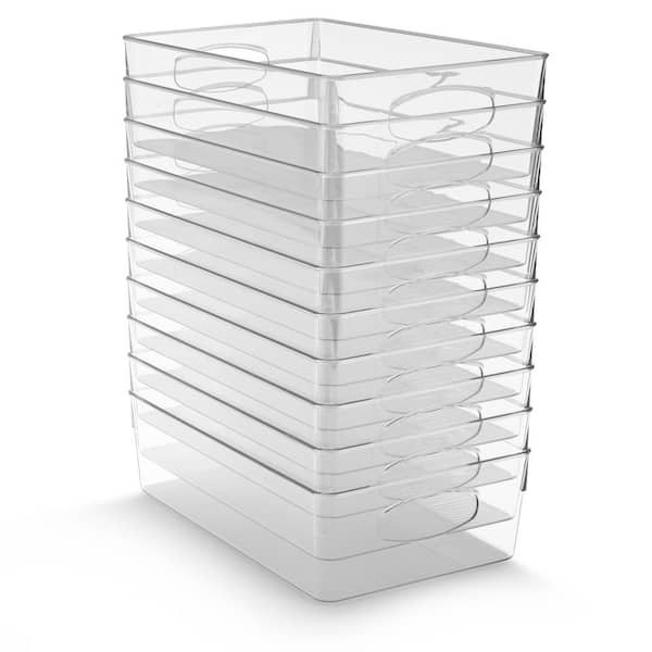 Large Clear Plastic Storage Bins with Handles for Shelves, 10-Pack Organizers and Storage