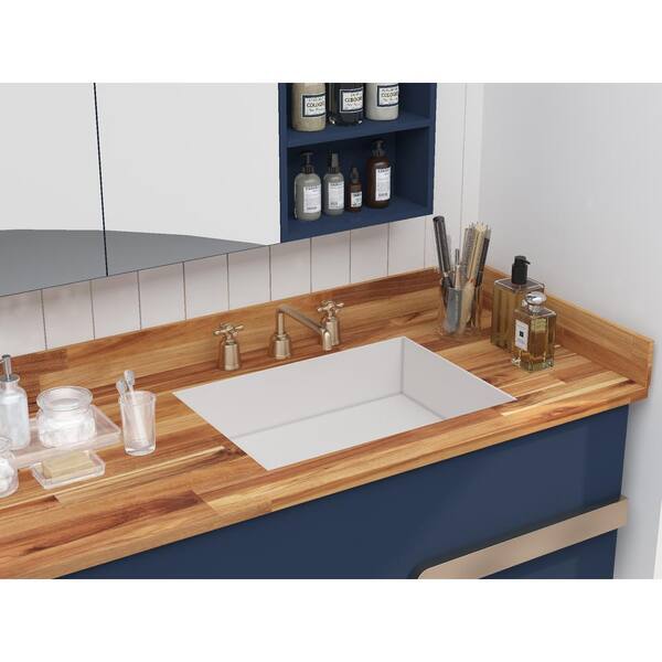 61 in. x 24 in. x 1 in. Acacia Vanity Top with Backsplash, Golden Teak 61 in. x 24 in. x 1 in. Acacia Vanity Top with Backsplash, Golden Teak