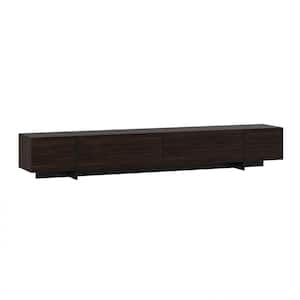 Black and Brown Wooden Grain TV Stand, Entertainment Center Fits TV's up to 90 in. with 4 with Door Shelves for Storage