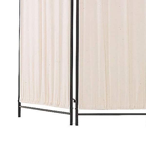 Benjara 5.8 ft. Black 4-Panel Folding Screen Room Divider with Metal Frame  and Gathered Fabric Panels BM69275 - The Home Depot