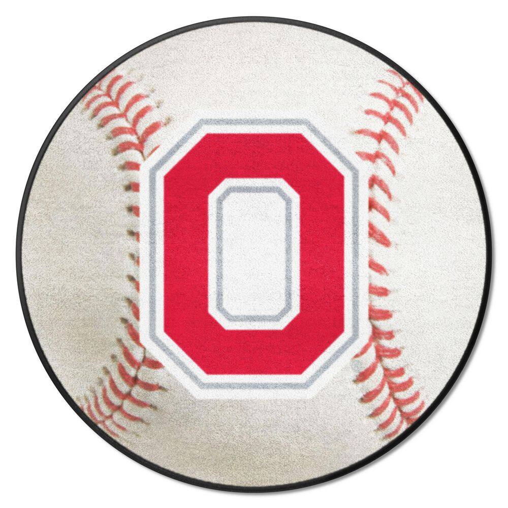 FANMATS Ohio State Buckeyes White ft. Round Baseball Area Rug 36433 The  Home Depot