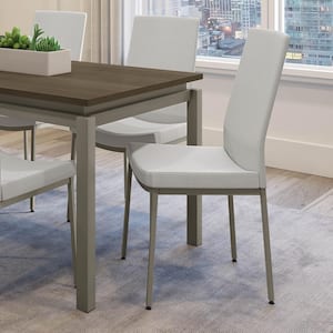 Torres Pale Grey Beige Polyester/Grey Metal Dining Chair