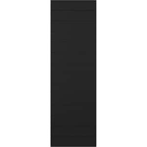 12 in. x 70 in. True Fit PVC Horizontal Slat Modern Style Fixed Mount Board and Batten Shutters Pair in Black