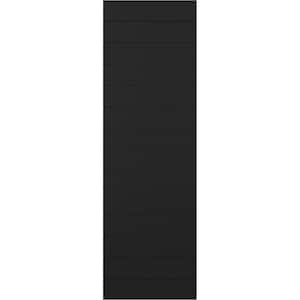 15 in. x 35 in. True Fit PVC Horizontal Slat Modern Style Fixed Mount Board and Batten Shutters Pair in Black