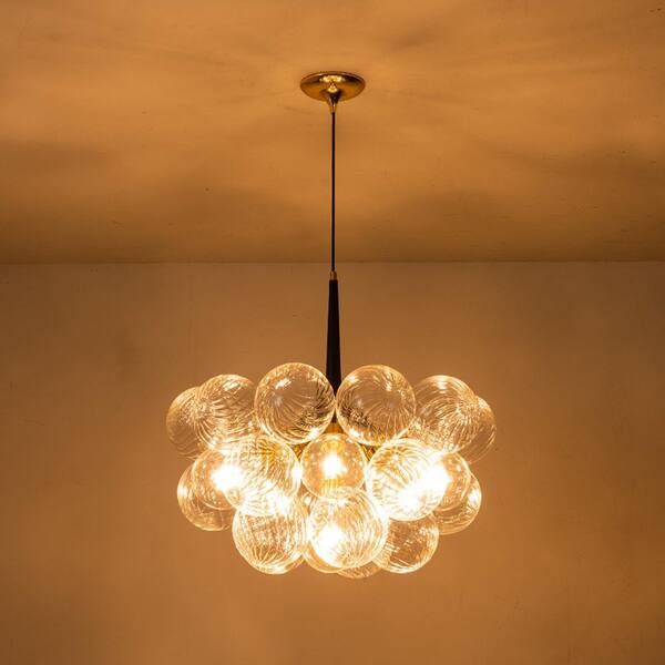 HUOKU Alma 6-Light 24.8 in.W Gold and Black Cluster Bubble