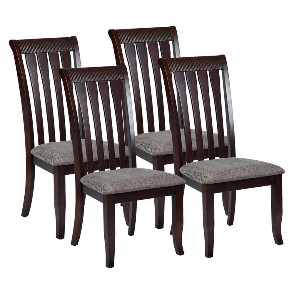 (only 2)Homy Casa Zareef Brown Fabric Upholstered Dining Chairs with Solid Wood Legs (Set of 4), Brown-Zareef