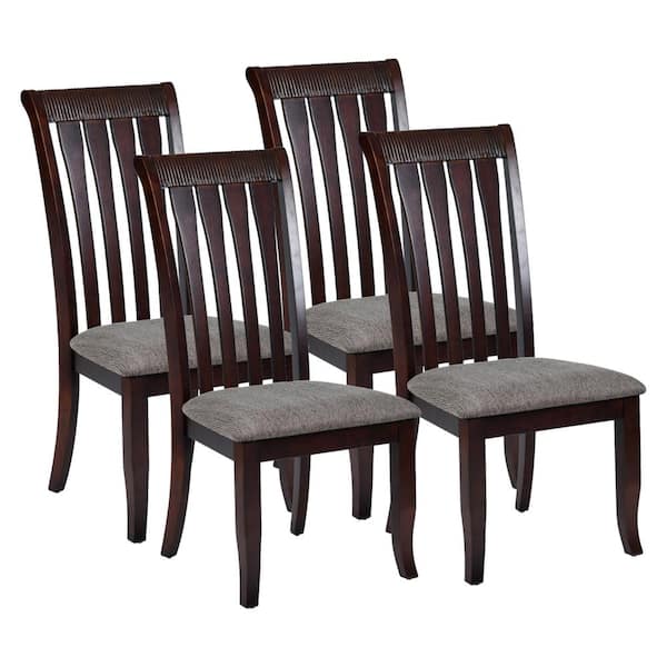 Homy Casa Zareef Brown Fabric Upholstered Dining Chairs with Solid Wood Legs (Set of 4)