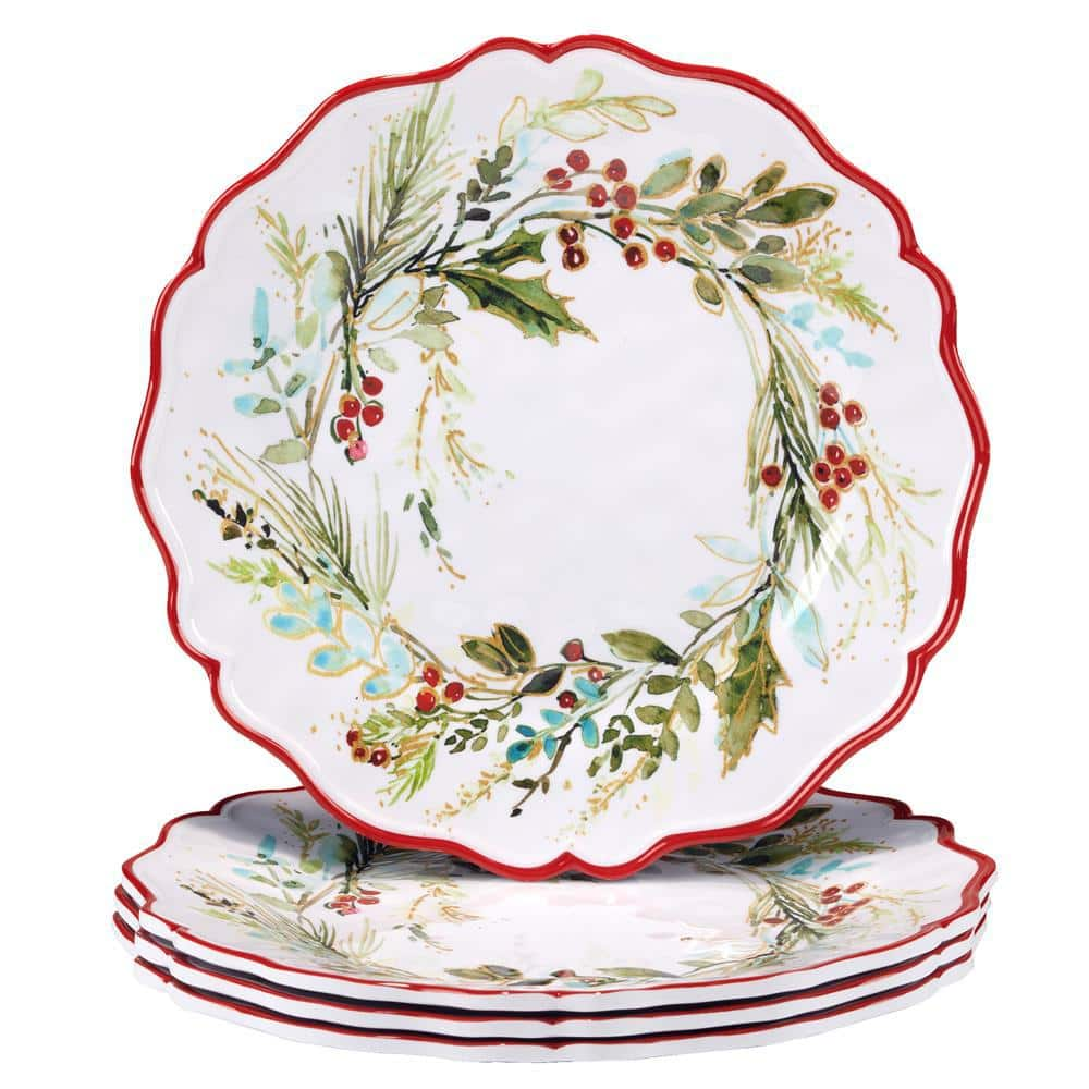 Certified International Multi-Colored Christmas Gatherings Dinner Plate (Set of 4)