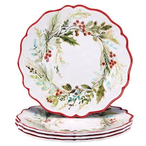 Multi-Colored Christmas Gatherings Dinner Plate (Set of 4)