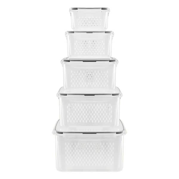 Large Leakproof Food Storage Containers Set 5 Piece with Removable Colander Dishwasher Microwave Safe Keep Produce Fresh