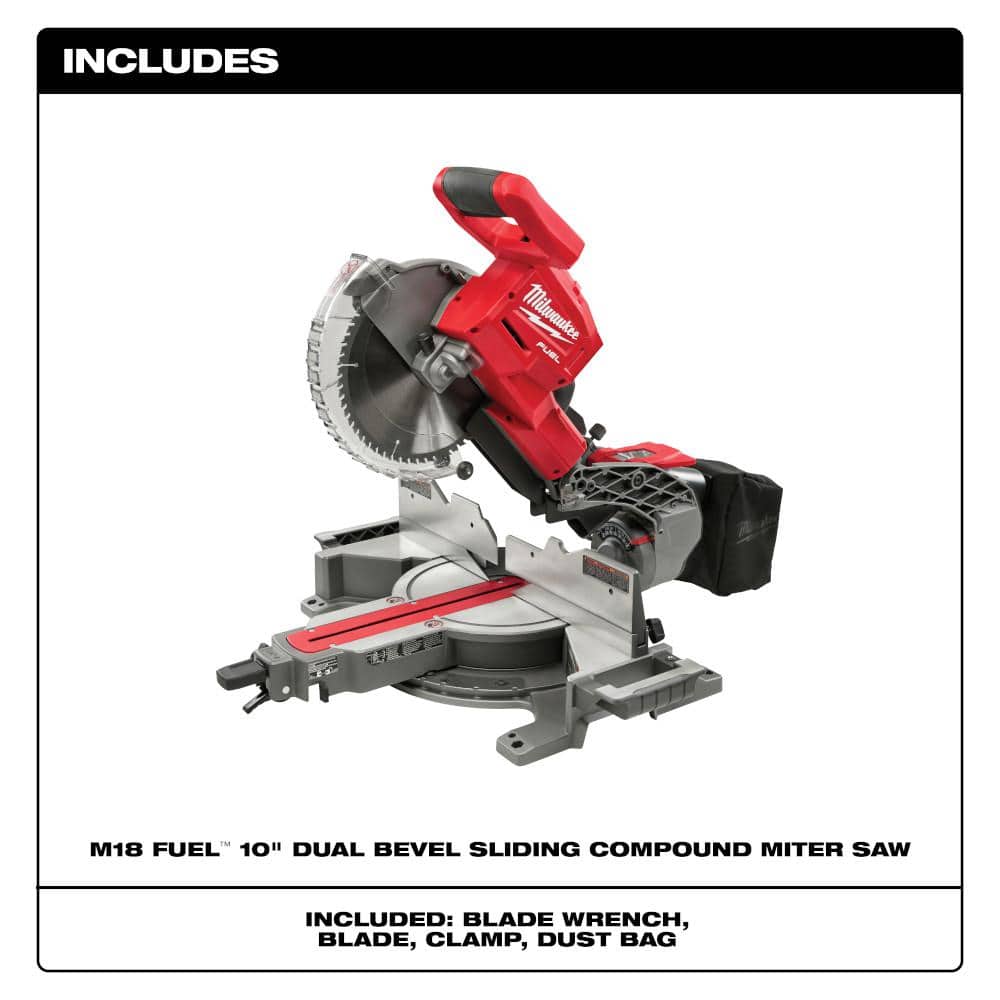 Milwaukee M18 FUEL 18V Lithium Ion Brushless Cordless 10 in Dual Bevel Sliding Compound Miter Saw - Image 2