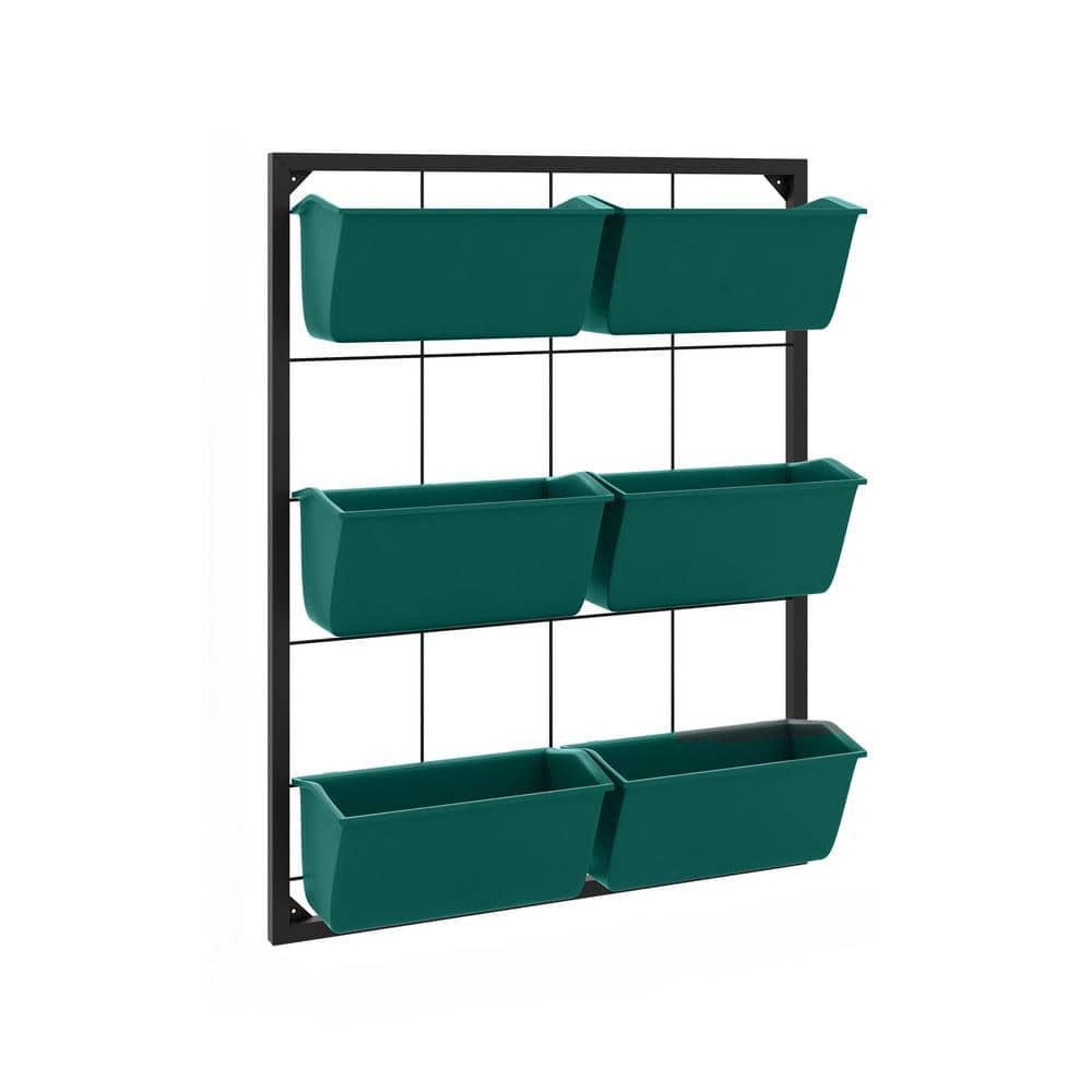 Oyezvary 20.5 in. x 26 in. Green Metal Wall Mounted 3-Tier Wall