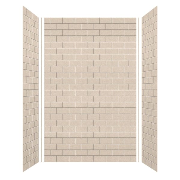 SaraMar 36 in. x 60 in. x 96 in. 3-Piece Easy Up Adhesive Alcove Shower Wall Surround in Cashew