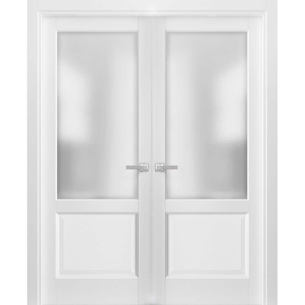 48 in. x 84 in. White Finished Universal/Reversible Clear Glass Solid Wood Assembly Required Interior Door Kit price history on PriceWatchPro