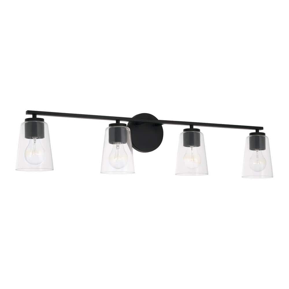 35.25 in. W x 8.25 in. H 4-Light Vanity Light in Matte Black with Clear Glass price history on PriceWatchPro