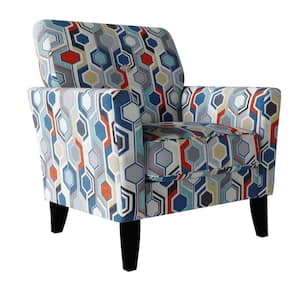 Travix Flared Arm Chair in Blue Modern Beehive Print